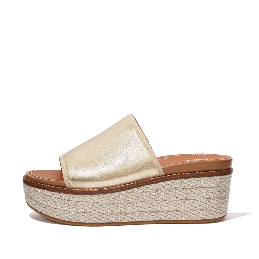 Fitflop Womens Wedge Gold - Eloise Mixed-metallics Slides - 31DNPAHME